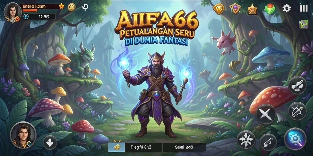Screenshot AIFA66 menampilkan pertempuran seru di dunia fantasi.