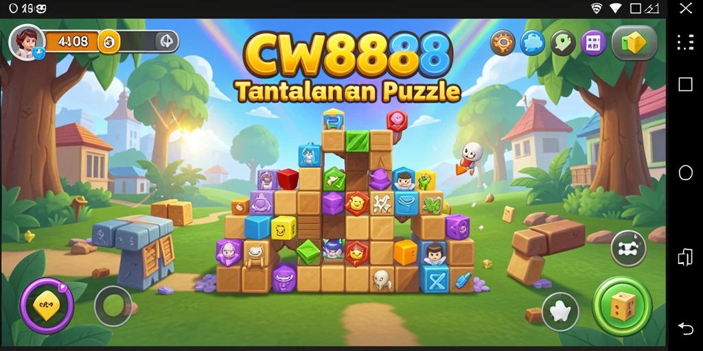 Tangkapan layar dari gameplay CW8888 yang menampilkan level puzzle yang menantang.