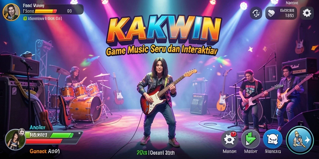 Tampilan gameplay KAKWIN menampilkan interaksi seru dengan musik.