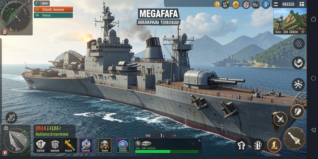 Gameplay MEGAFAFA yang menampilkan armada dalam aksi