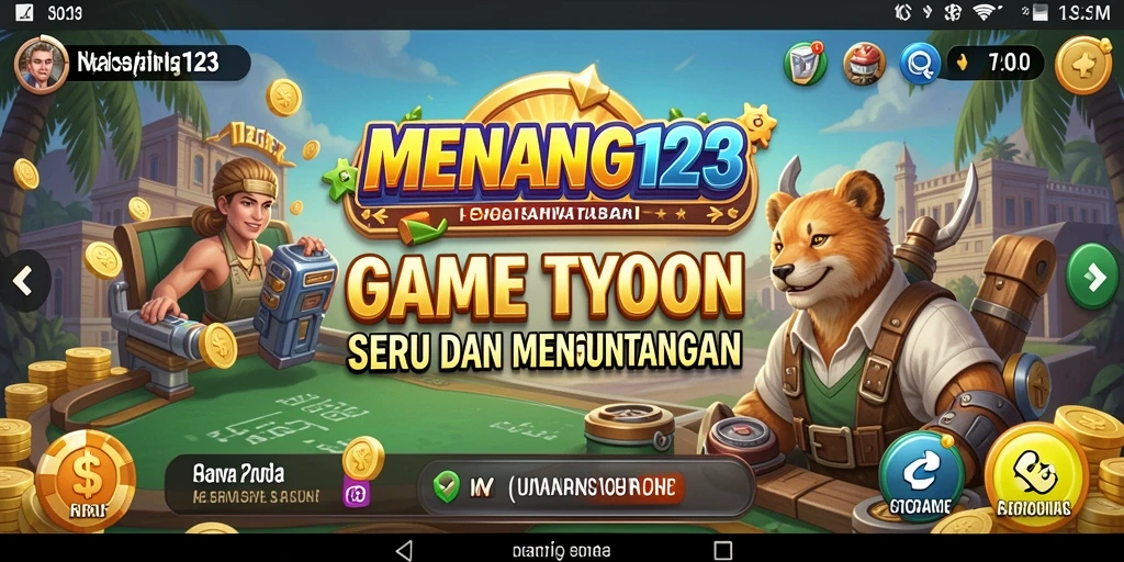 Screenshot gameplay MENANG123 yang menampilkan pembangunan kerajaan bisnis.