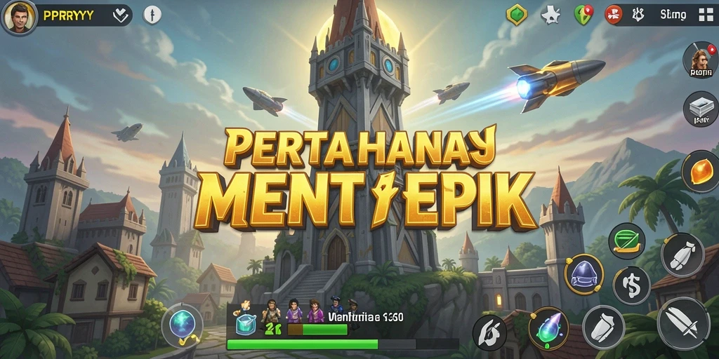 Tangkapan layar permainan <strong>PPRRYY</strong> menampilkan aksi menara pertahanan yang mendebarkan.