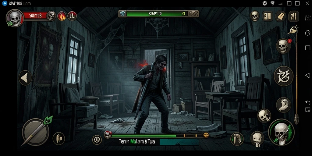 Gameplay menyeramkan di rumah tua dengan suara menegangkan.